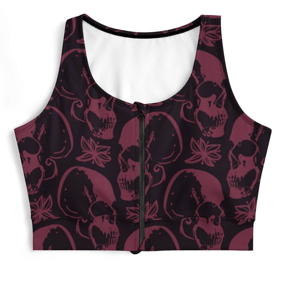 Purple Skulls Yoga Zipper Vest