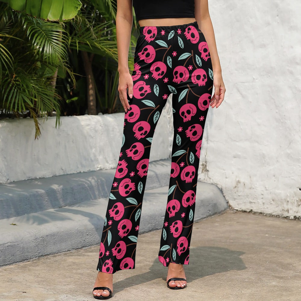 Cherry Skulls Flared Pants