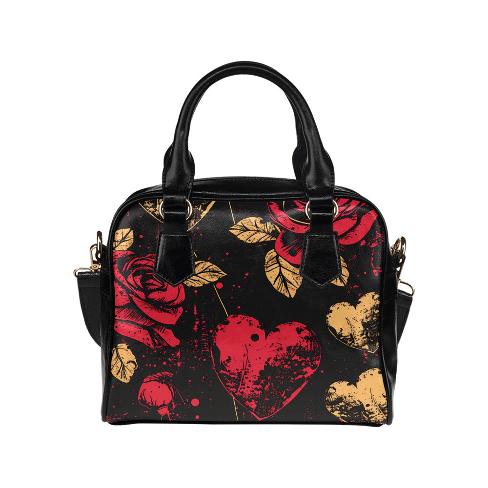 Flowers And Hearts Shoulder Handbag