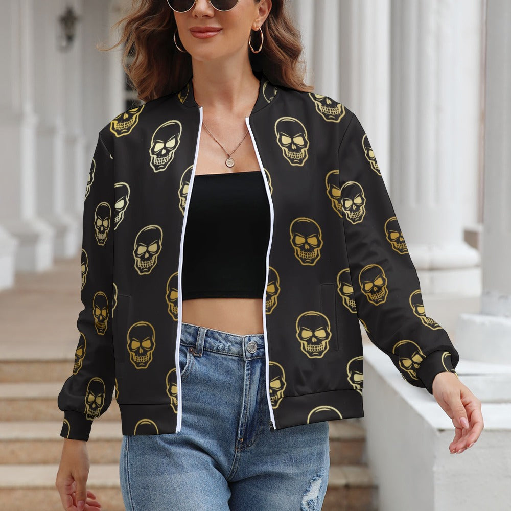 Smiling Skulls Long Sleeve Zipper Jacket