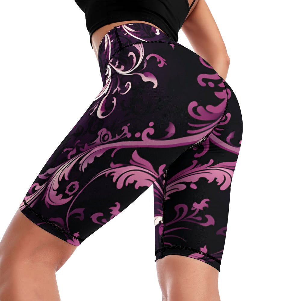 Gothic Purple Design Comfortable Fitness Yoga Shorts