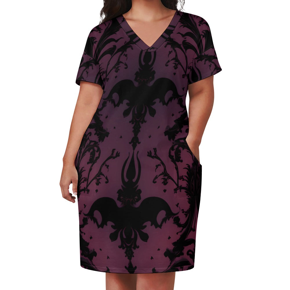 Gothic Purple Loose Dress With Pockets