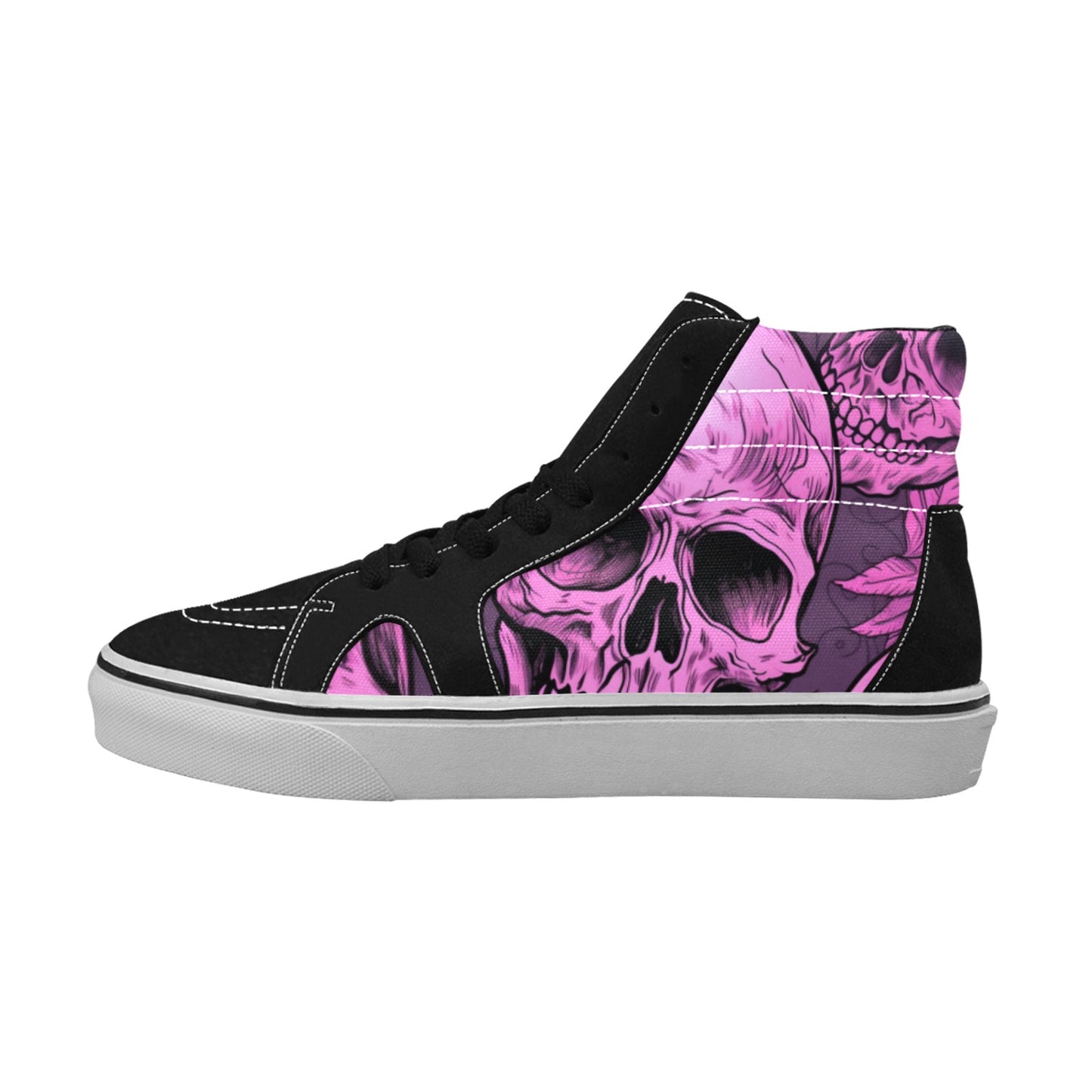 Pink Skull High Top Canvas Shoes