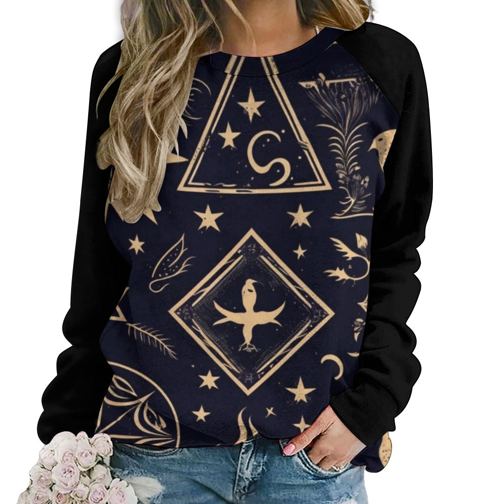 Witches Symbols Raglan Round Neck Sweater