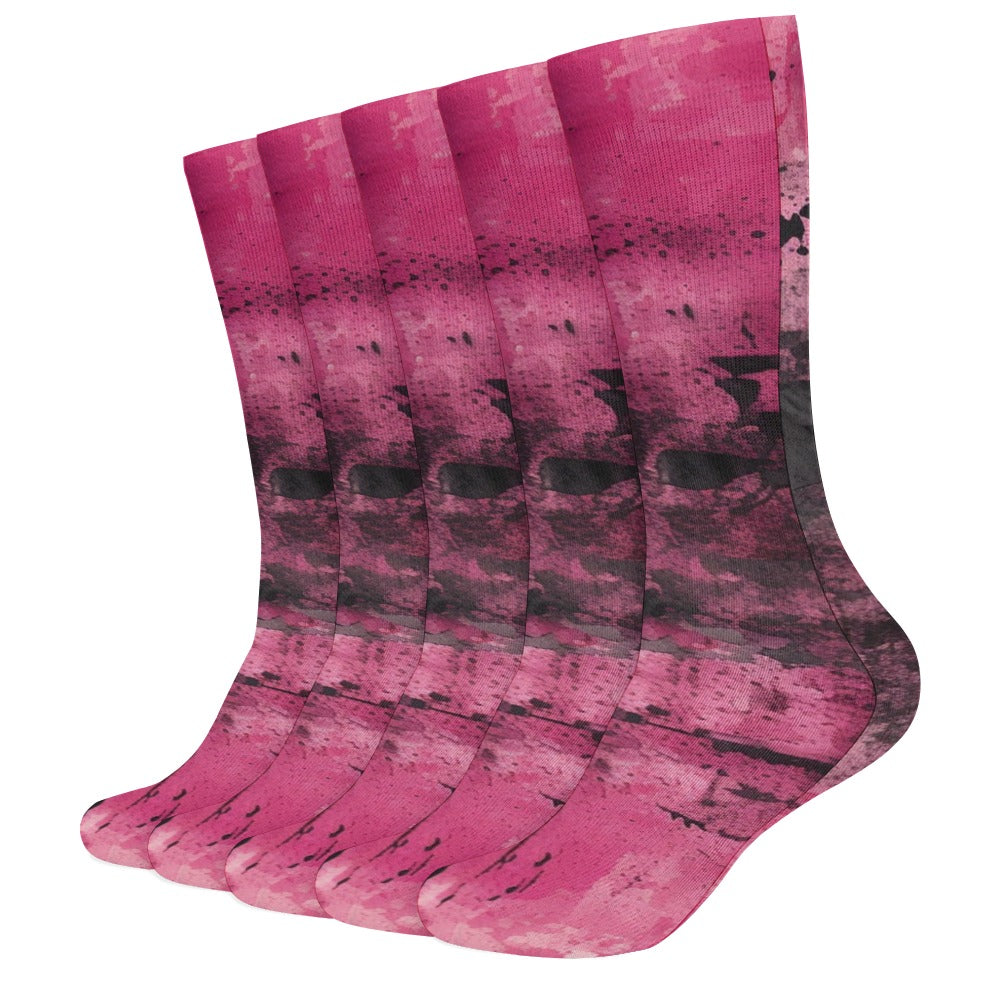 Pink And Black Breathable Stockings (5 Pack)