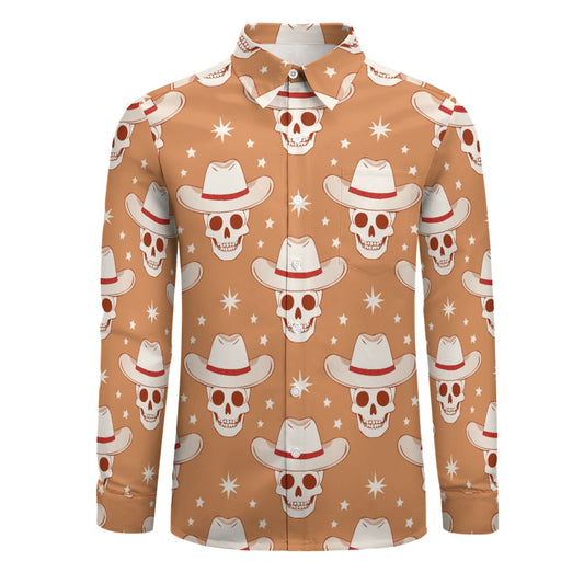 Cowboy Skulls Casual One Pocket Long Sleeve Shirt