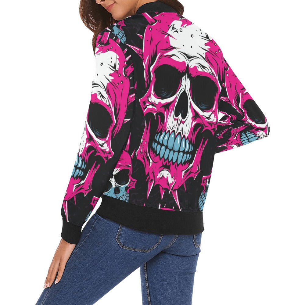 Pink Punk Skull Bomber Jacket