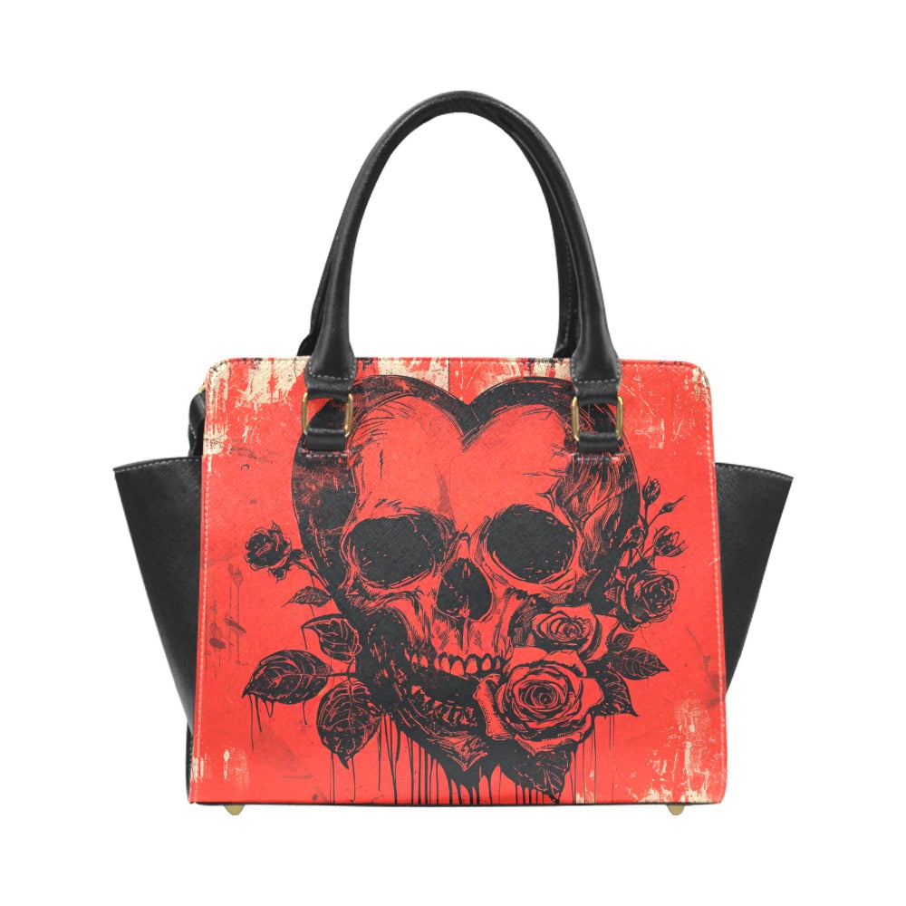 Skull Heart Rivet Shoulder Handbag