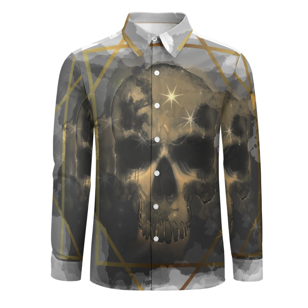 Smokey Skulls Casual One Pocket Long Sleeve Shirt