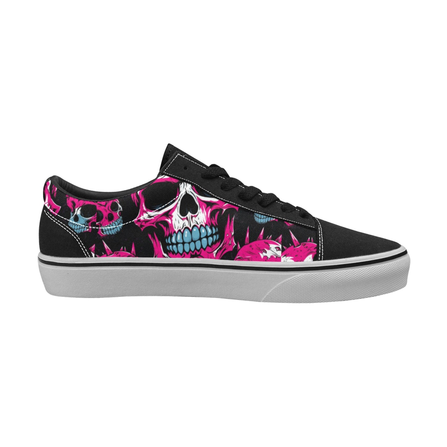 Punk Pink Skulls Lace-Up Canvas Shoes