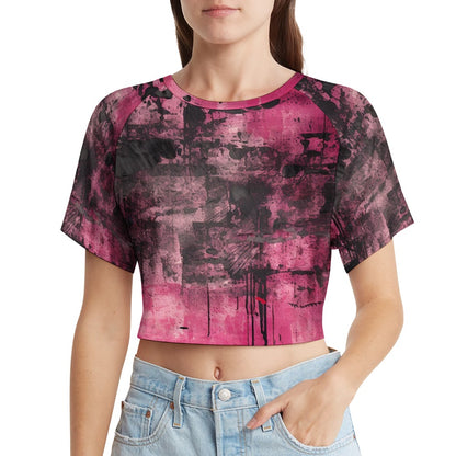 Pink Grunge Short Sleeved Navel Shirt