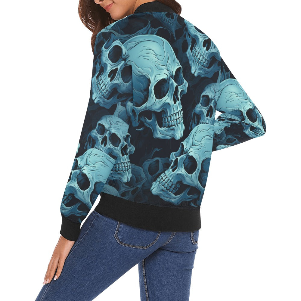 Blue Skulls Bomber Jacket