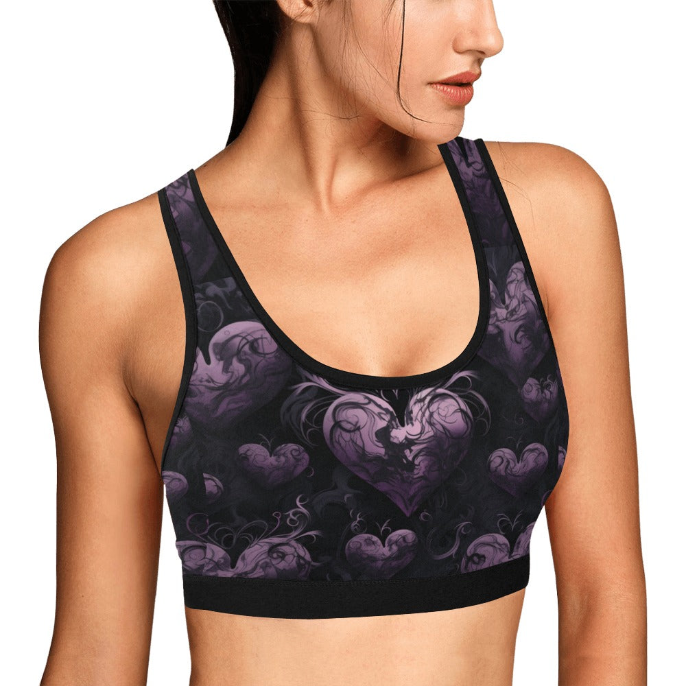 Purple Hearts Sports Bra