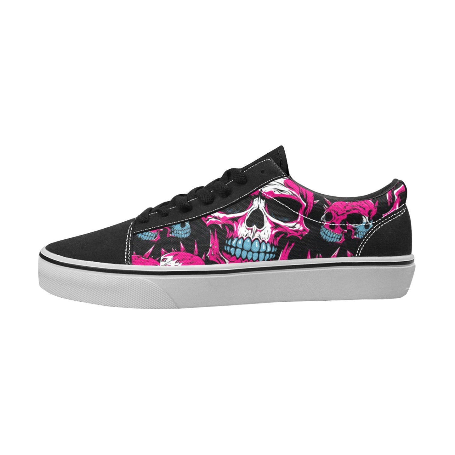 Punk Pink Skulls Lace-Up Canvas Shoes