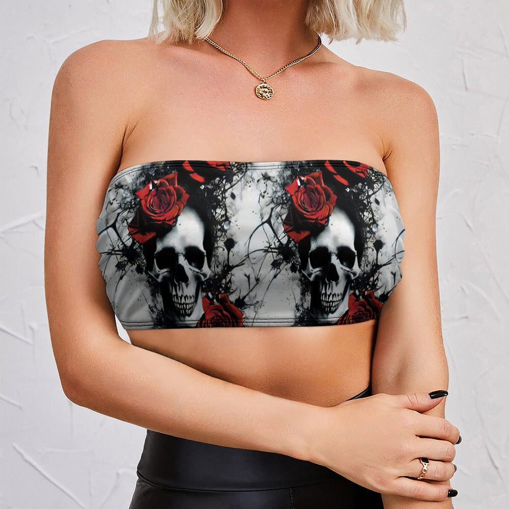 Skull And Red Roses Chest Wrap