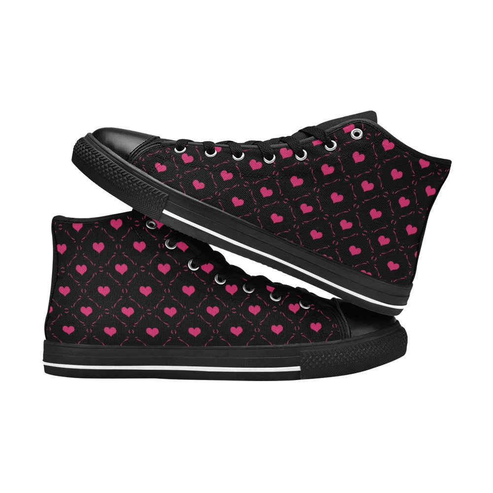 Little Pink Hearts High Top Canvas Shoes