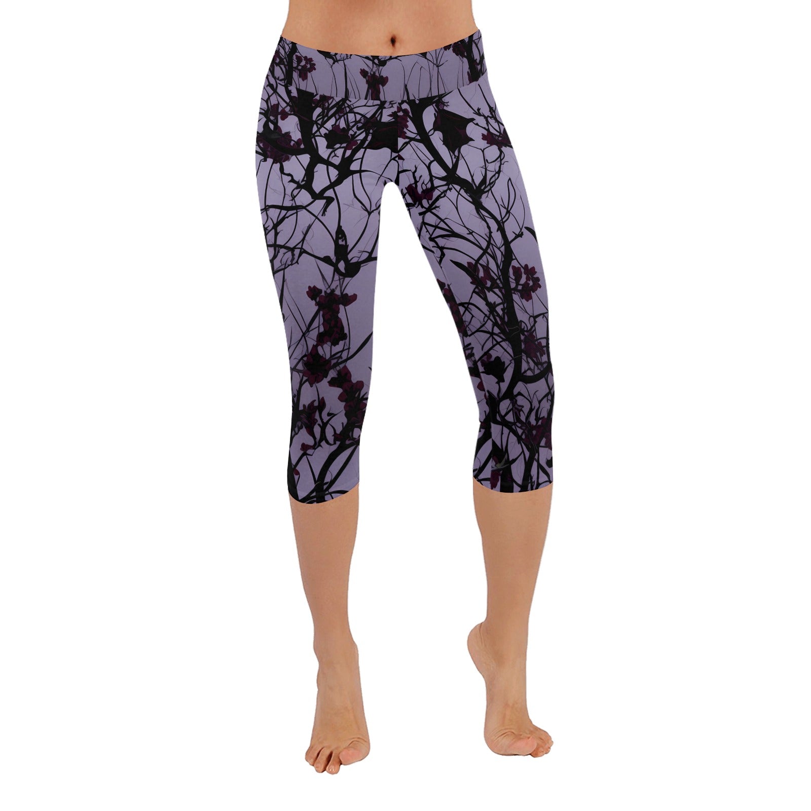 Midnight Forest Low Rise Capri Leggings