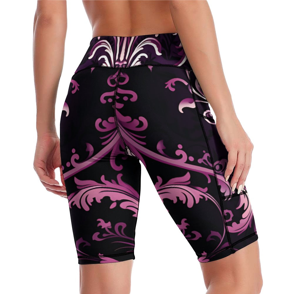 Gothic Purple Design Comfortable Fitness Yoga Shorts