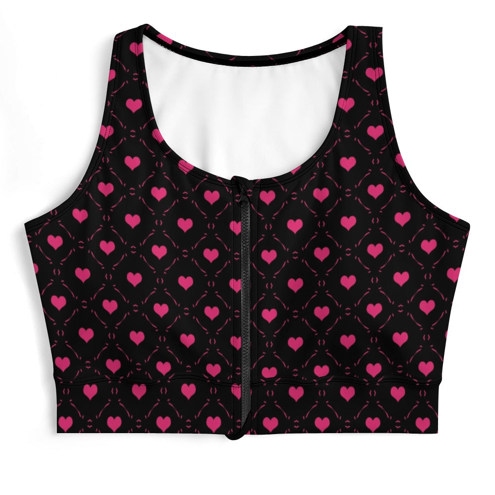 Pink Hearts Yoga Zipper Vest