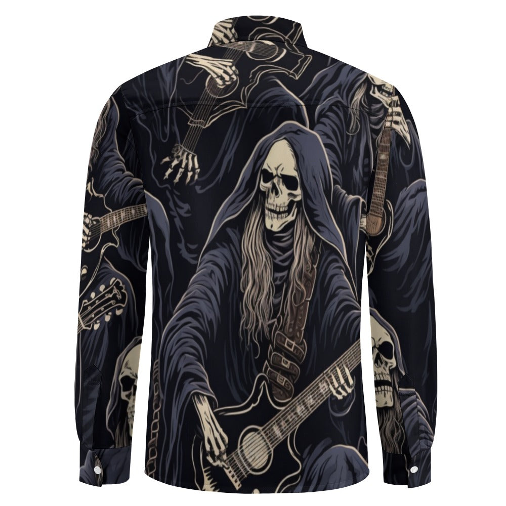 Heavy Metal Grim Reaper Casual One Pocket Long Sleeve Shirt