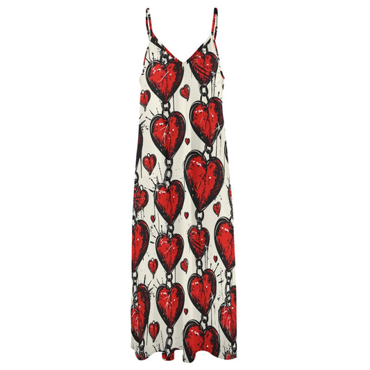 Chained Hearts Sling Ankle Long Dress