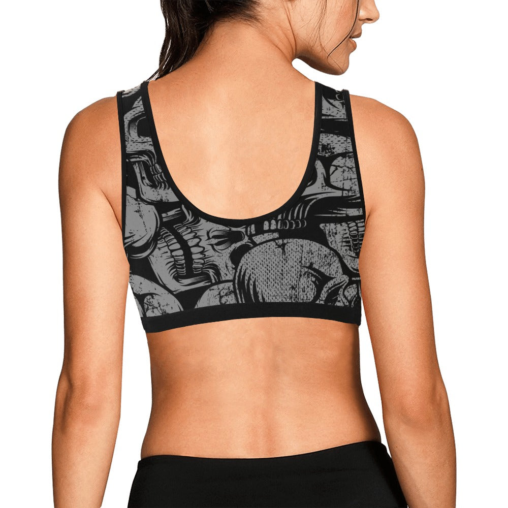 Silver Skulls Sports Bra