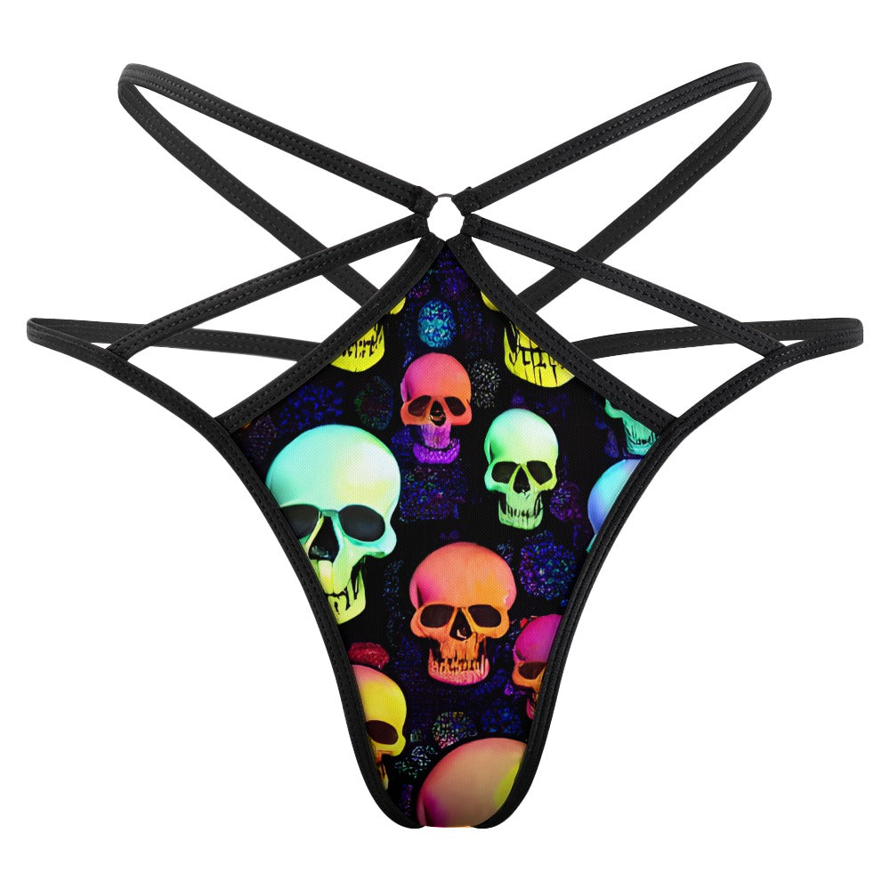 Colored Skull Heads T-back Thong