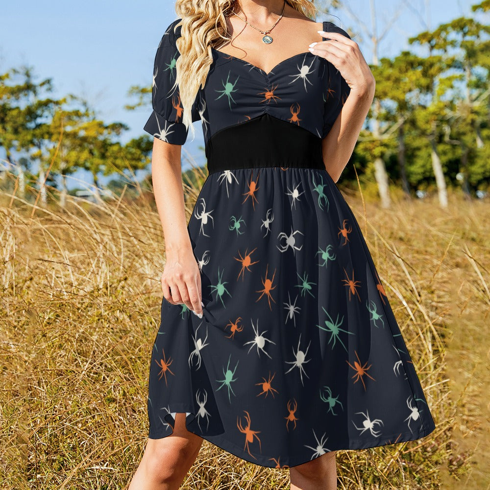 Crawling Colored Spiders Sweetheart Dress