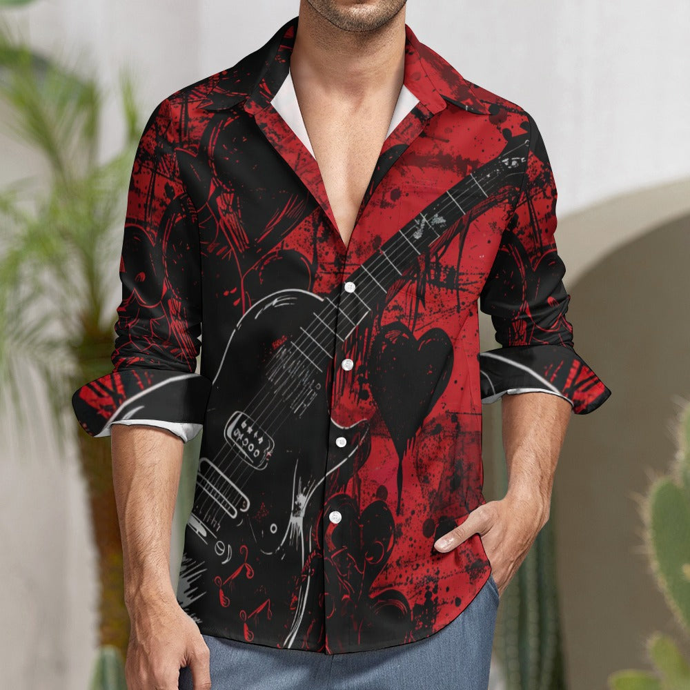 Guitar Love Casual One Pocket Long Sleeve Shirt