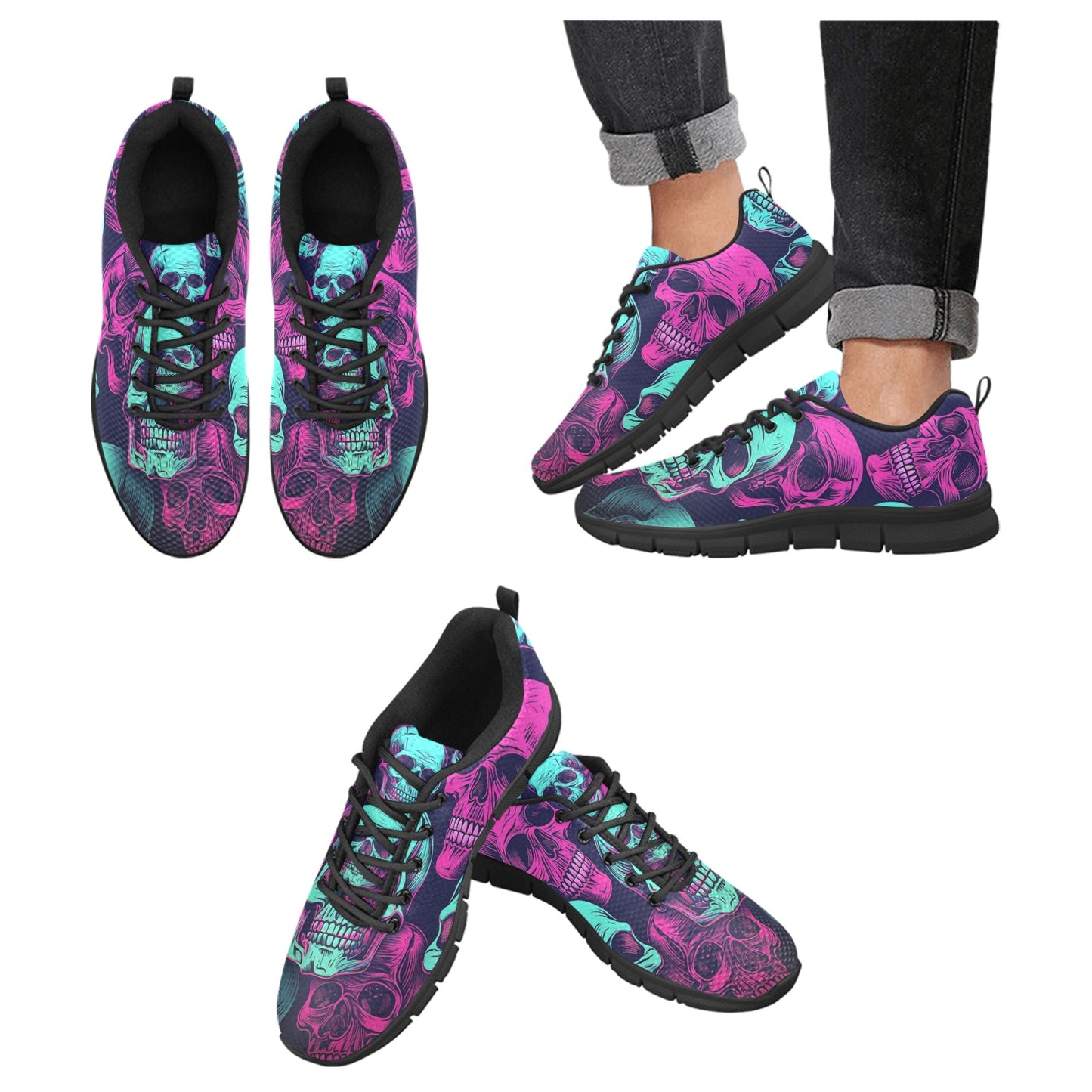 Neon Skulls Breathable Sneakers