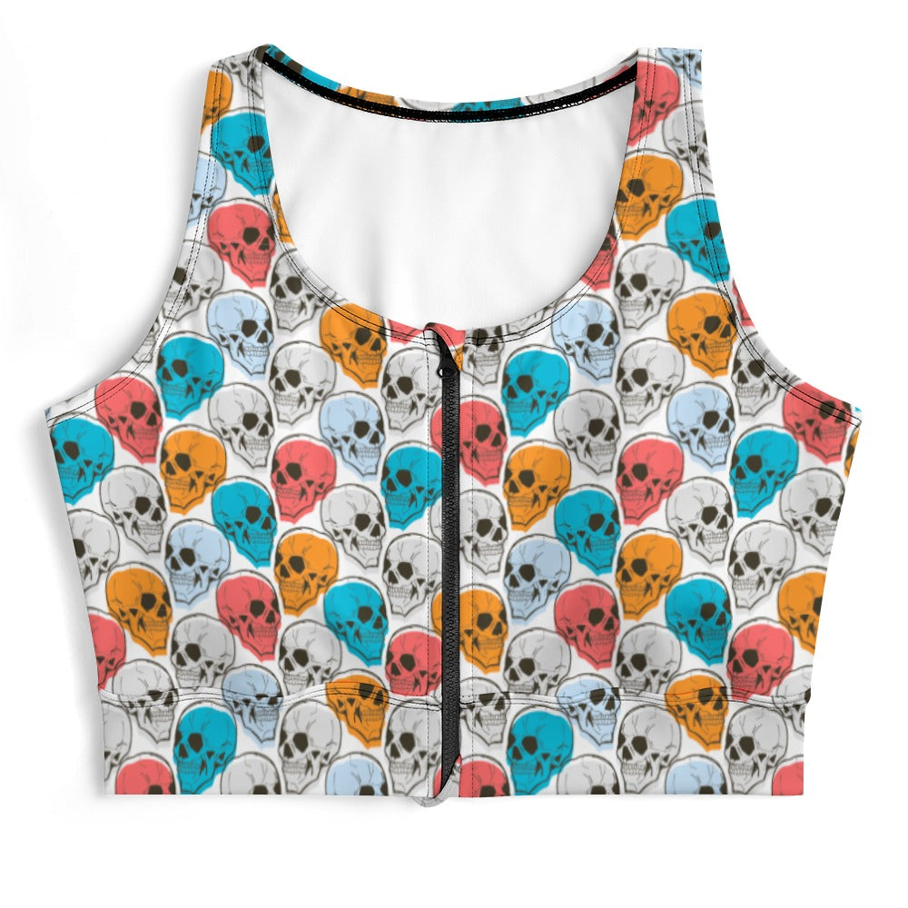 Colorful Skulls Yoga Zipper Vest