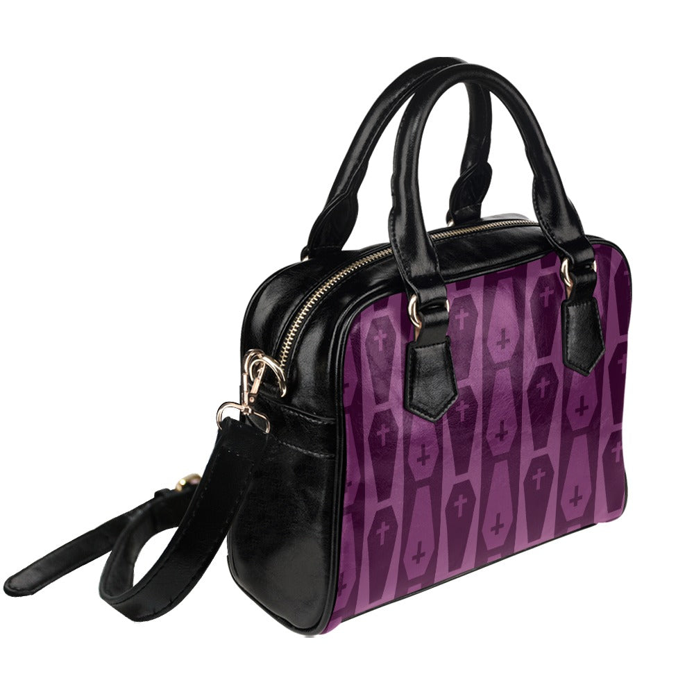 Purple Coffins Shoulder Handbag