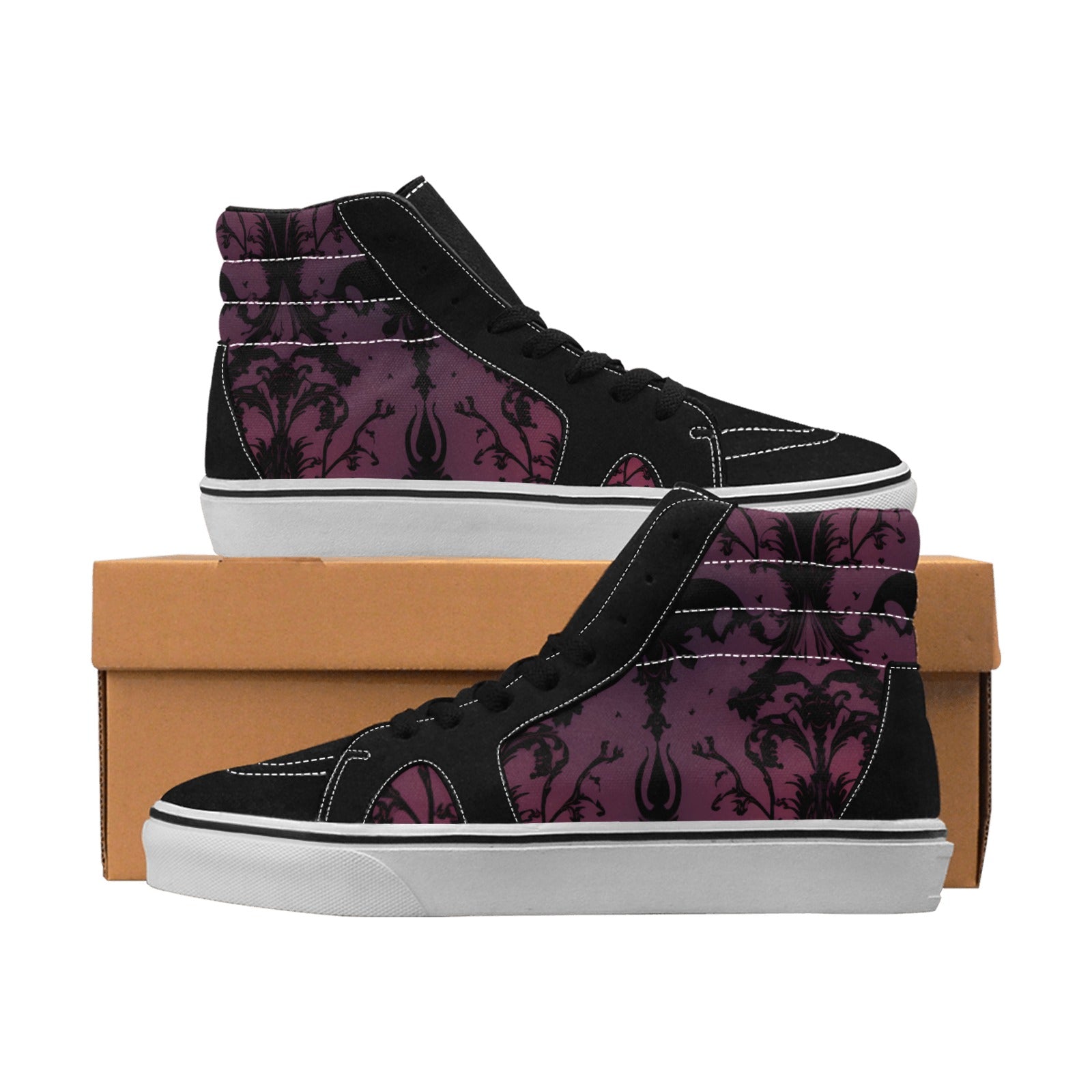 Gothic Purple And Black Pattern High Top Canvas Shoes