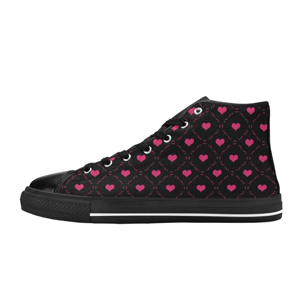 Little Pink Hearts High Top Canvas Shoes