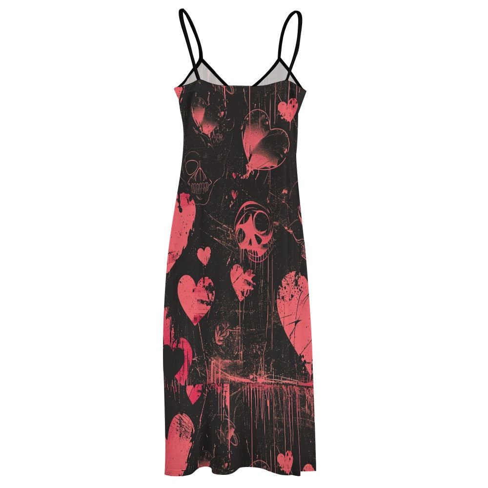 Faded Hearts Sling Ankle Long Dress