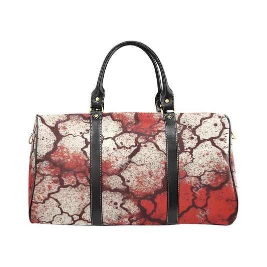 Cracked Red And White Stone Large Travel Bag