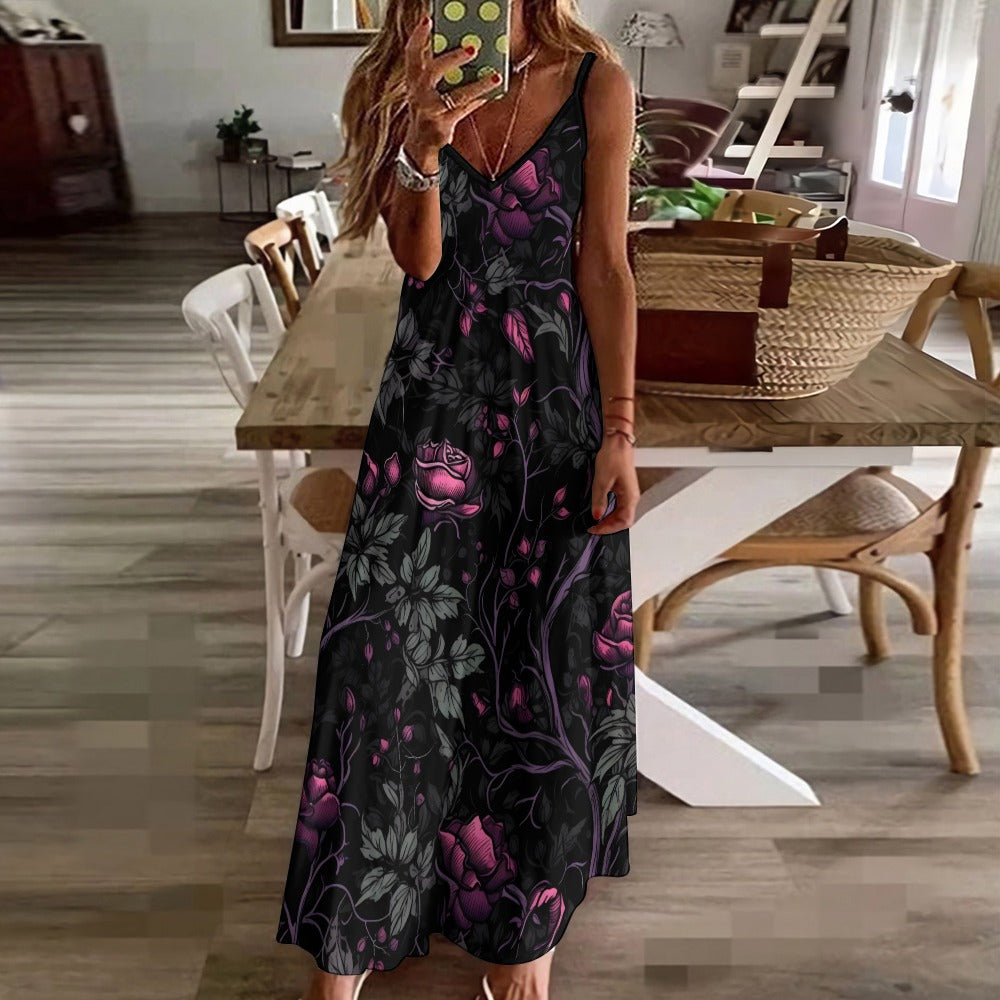 Rose And Vines Sling Ankle Long Dress