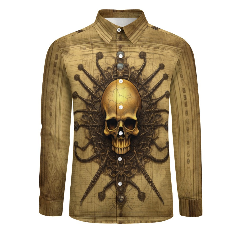 Skull Design Casual One Pocket Long Sleeve Shirt