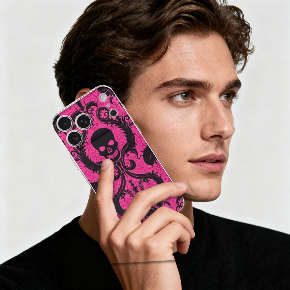 Gothic Pink and Black Skull Apple iPhone 17 Series TPU Phone Case