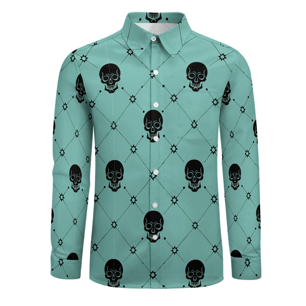 Black Skulls Casual One Pocket Long Sleeve Shirt