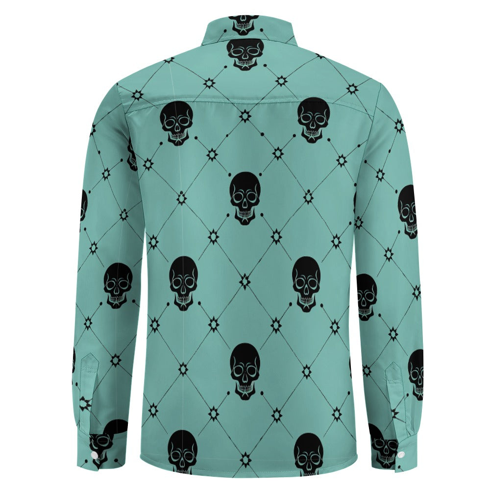 Black Skulls Casual One Pocket Long Sleeve Shirt