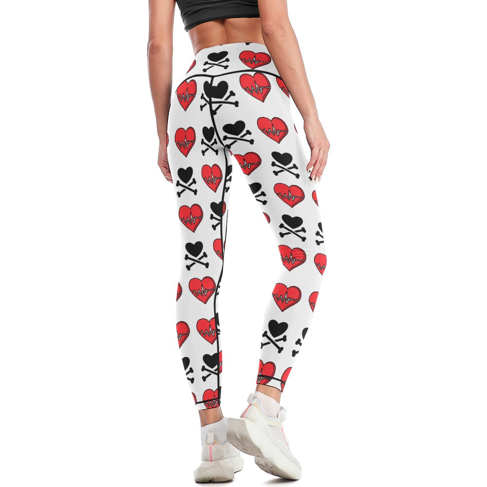 Hearts And Cross Bones Yoga Pants