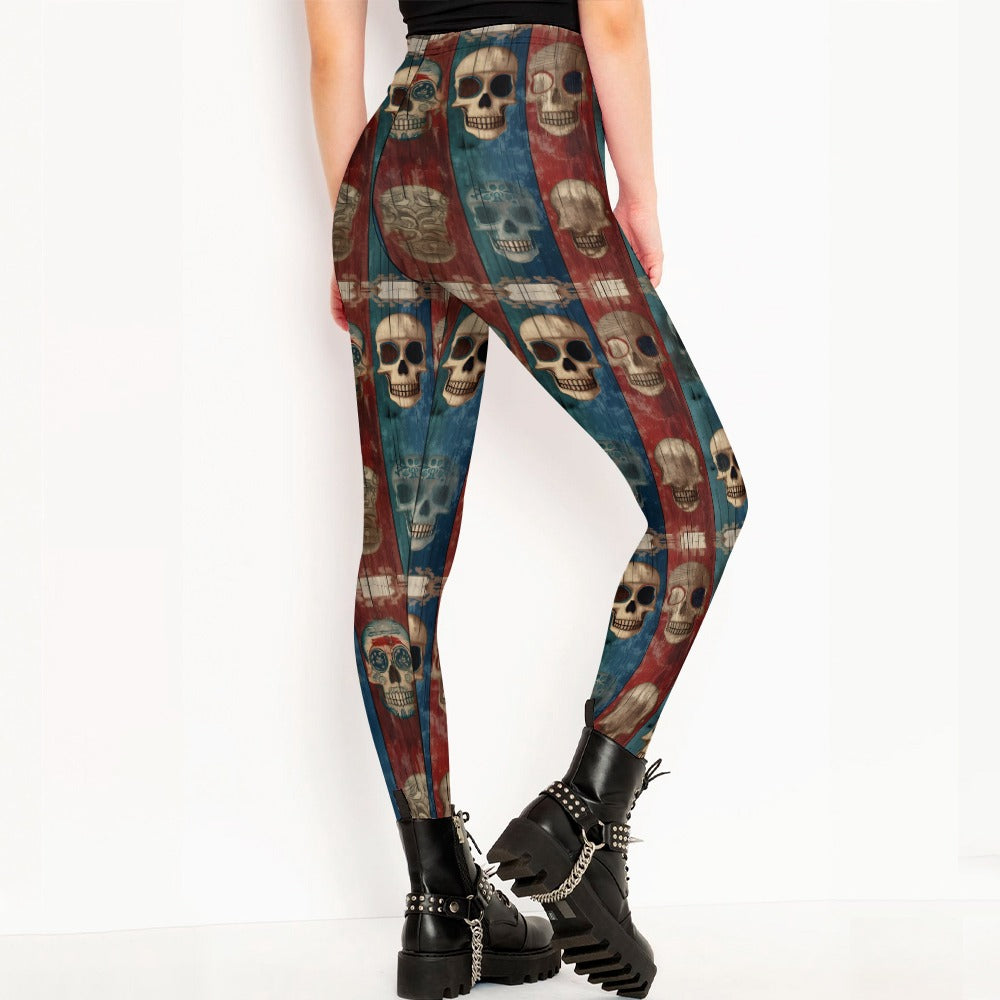 Red And Blue Skull Stack Leggings