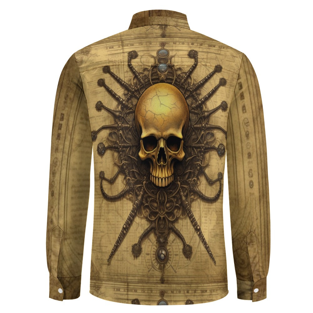 Skull Design Casual One Pocket Long Sleeve Shirt