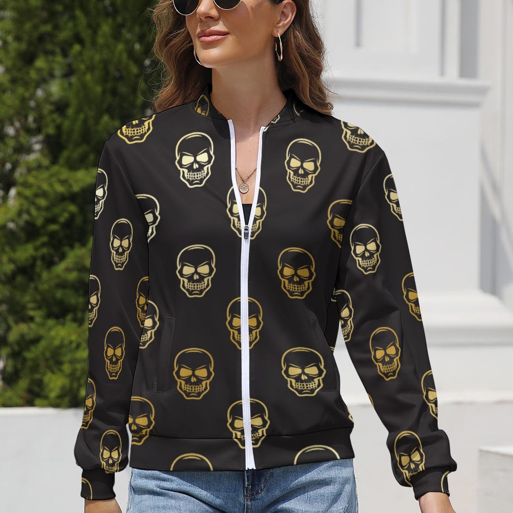 Smiling Skulls Long Sleeve Zipper Jacket