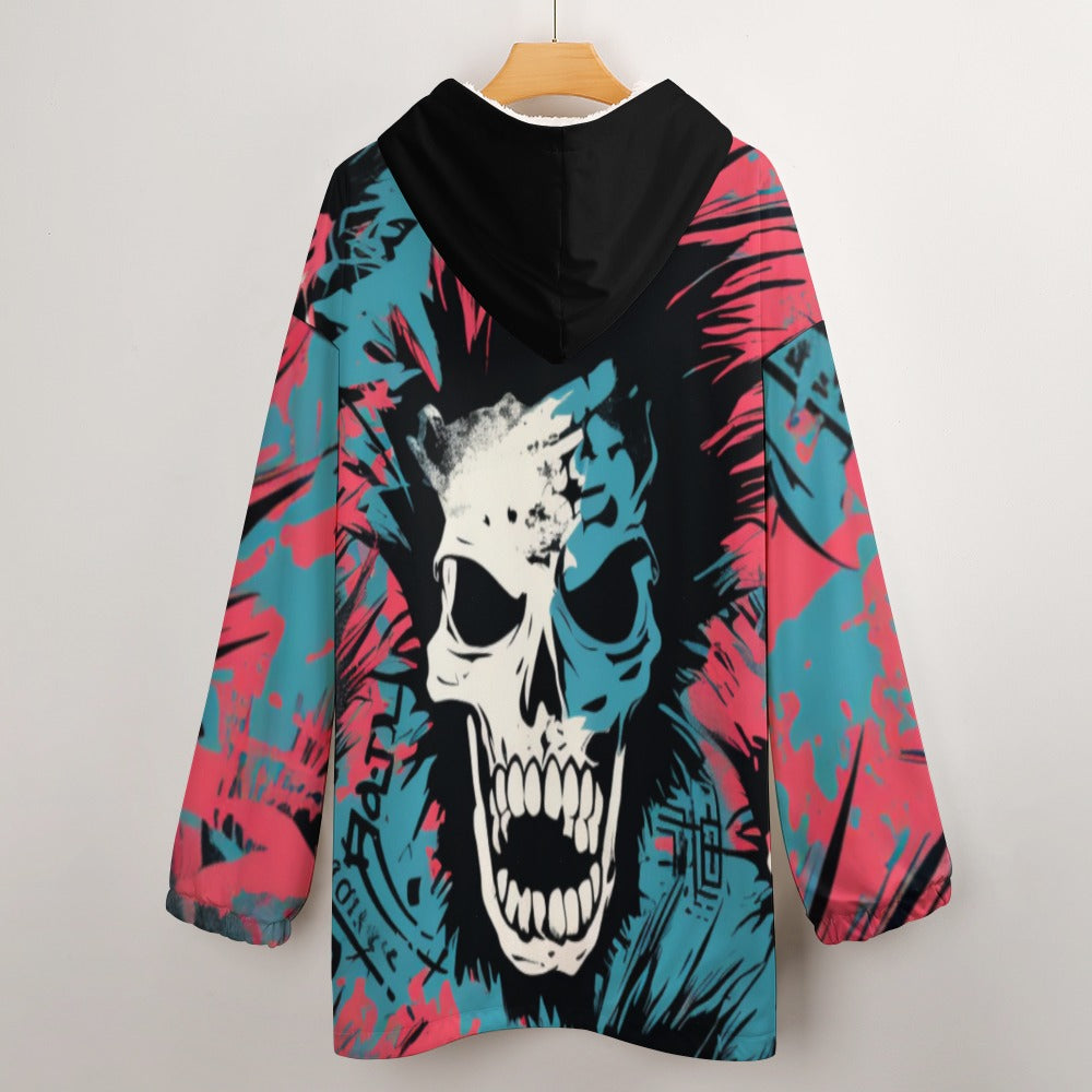 Punk Skull Hooded Blanket Sweater