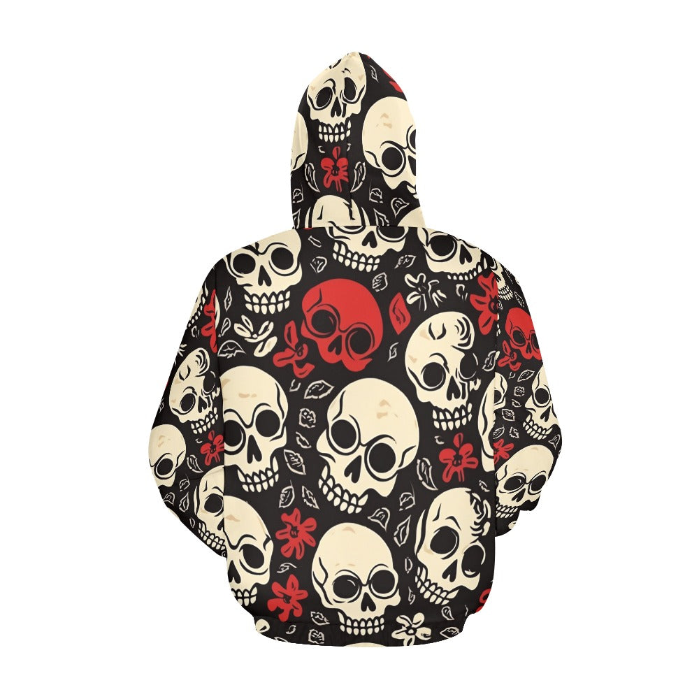 Red And White Skulls Hoodie