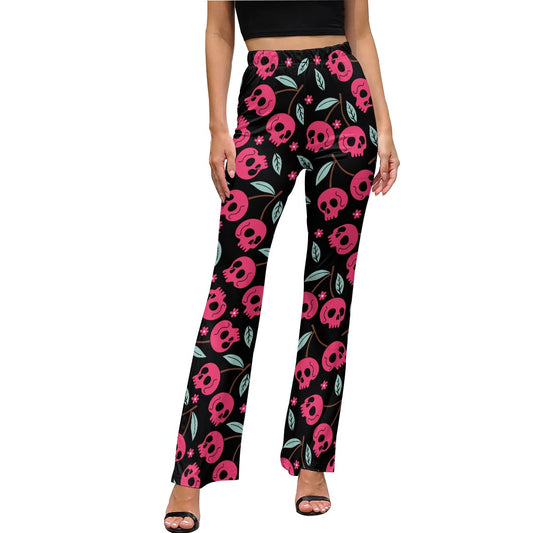 Cherry Skulls Flared Pants