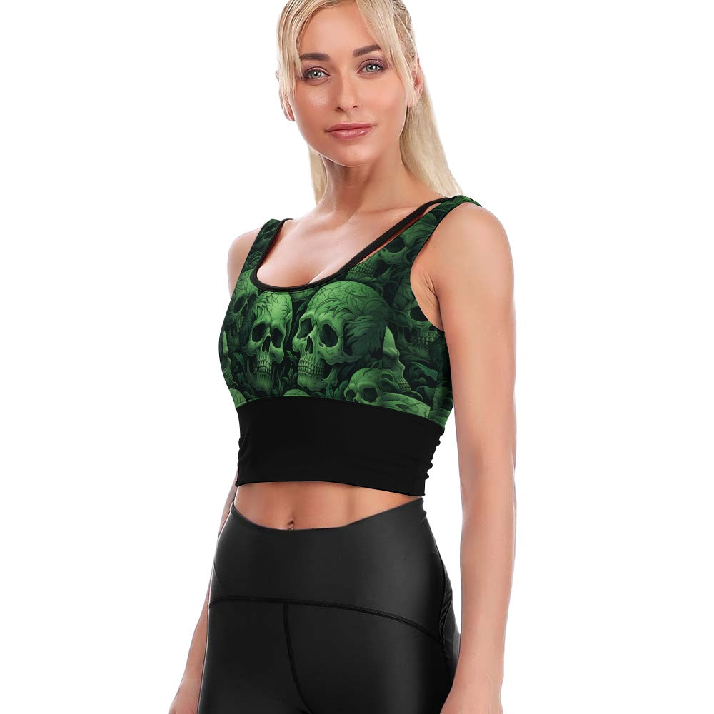 Green Skulls Yoga Vest