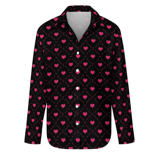 Little Pink Hearts Long Sleeve Casual Shirt